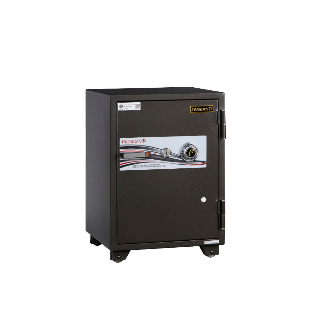 ตู้นิรภัยกันไฟ 105 กก. PRESIDENT แบบหมุน ขนาดเล็ก 47 ซม. สีดำ